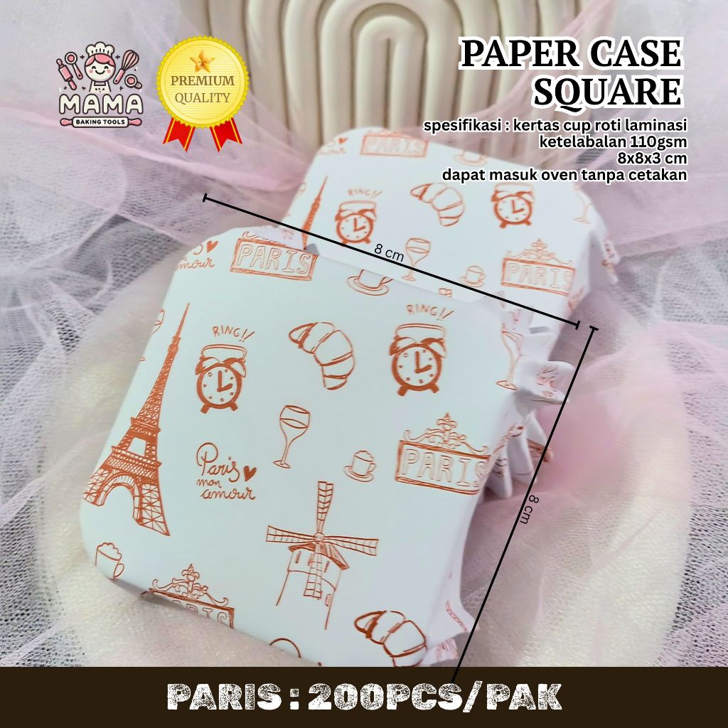 PAPER CUP CASE KOTAK PERSEGI SQUARE / PET CC SQUARE MEDIUM LAMINASI /PAPER CUP CASE ROTI LAMINATING/
