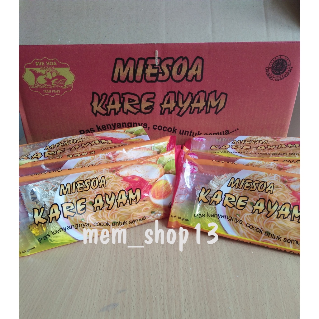 

Miesoa Misoa Instan Rasa Kare Cap Ikan Paus (1 Dos isi 40)