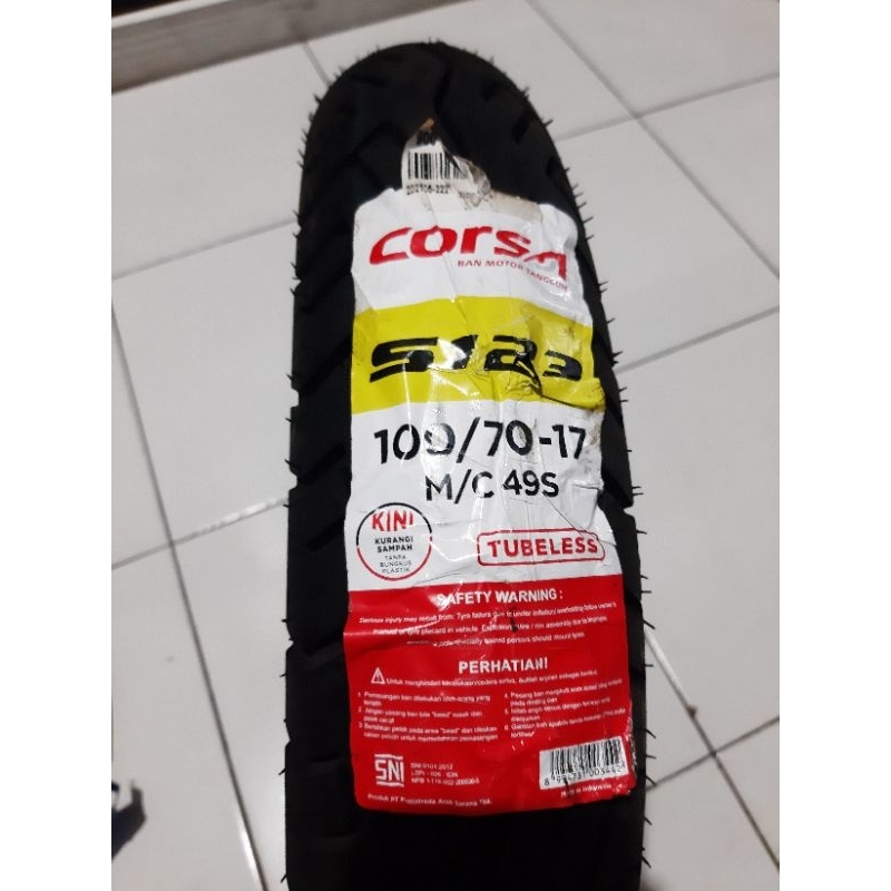 BAN LUAR TUBELESS 100/70 RING 17 S123 CORSA