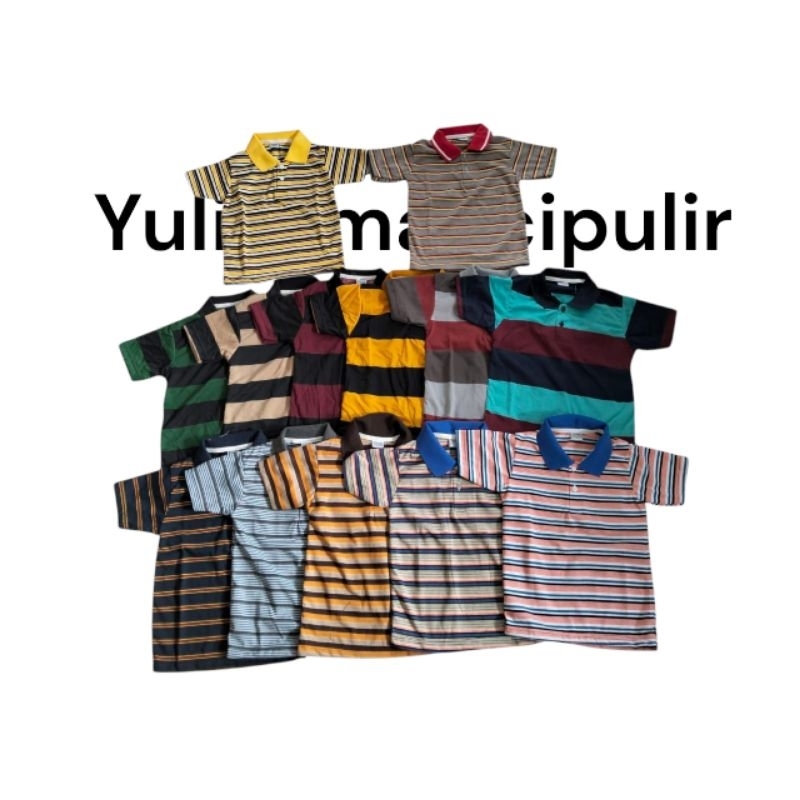Kaos kerah salur kekinian / anak kerah salur dapat 6 pcs
