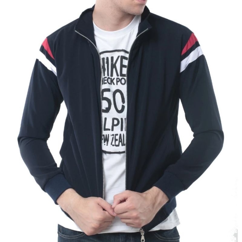 jaket crows denim pria/wanita elegan model 3 kombinasi warna - warna hitam combinasi merah putih