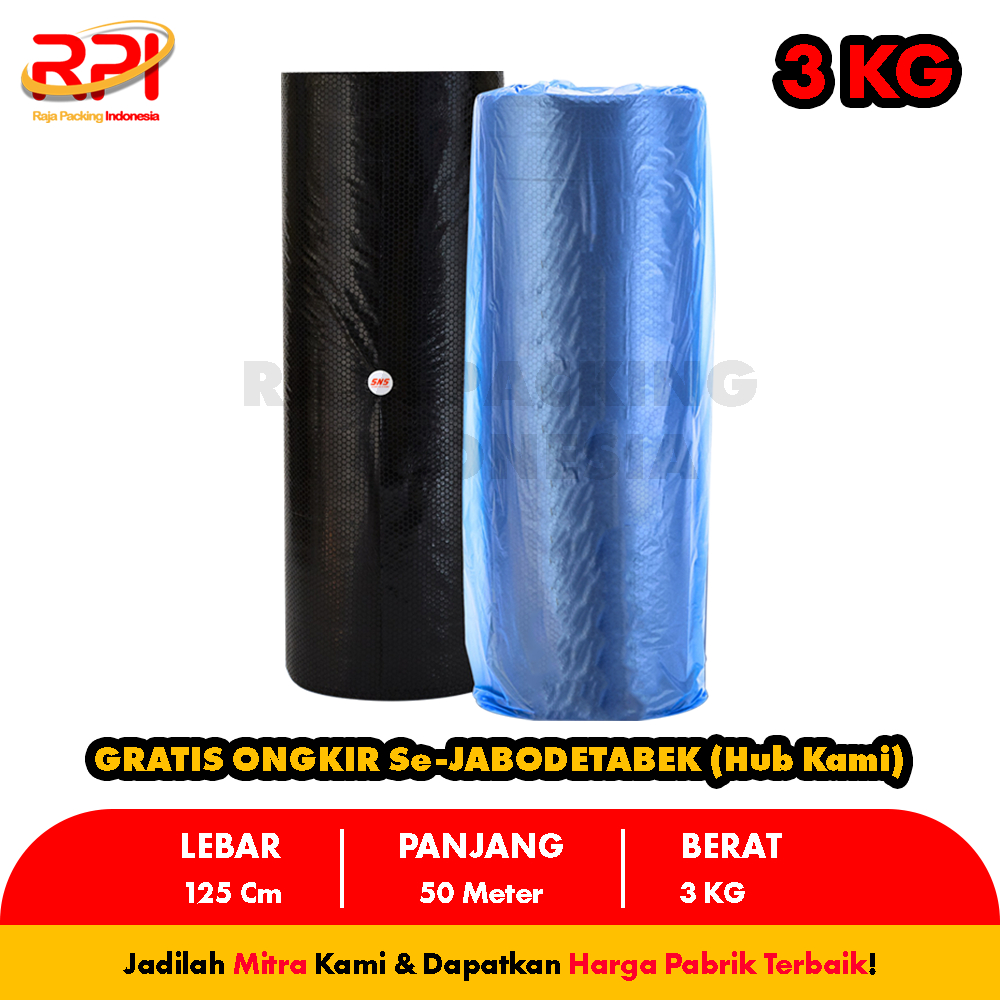

Bubble Wrap 3 KG Hitam 125 Cm x 50 Meter Khusus Sameday/Instant (RAJA PACKING INDONESIA)