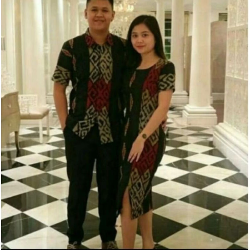 Dress couple tenun kekinian baju pesta, kondangan