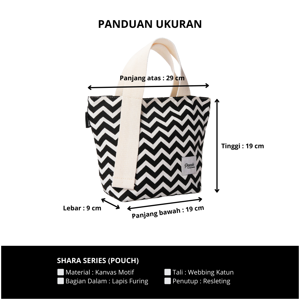 Terbaru Pamole Pouch Travelling Mini Totebag Bahan Kanvas - Shara Series