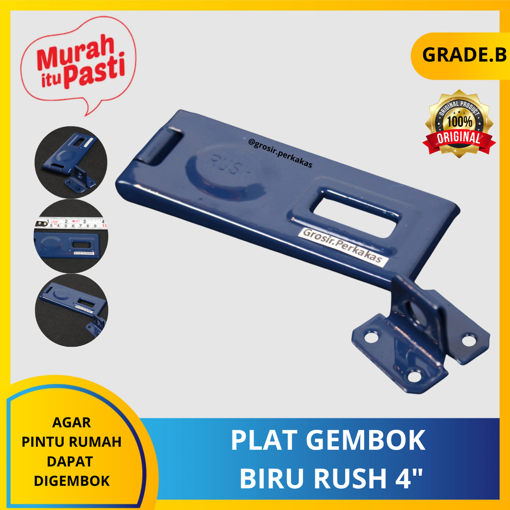 PLAT GEMBOK BIRU RUSH 4" - overpal - cantolan gembok. [RAK.E][#PLAT GEMBOK]