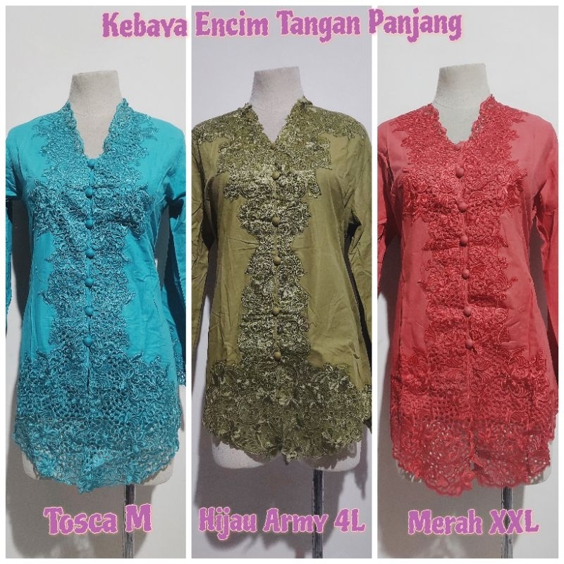 Kebaya Encim Bordir KE02 Tangan Panjang / Kebaya Kartini / Betawi Seragam Kantor Sekolah / NAYLA