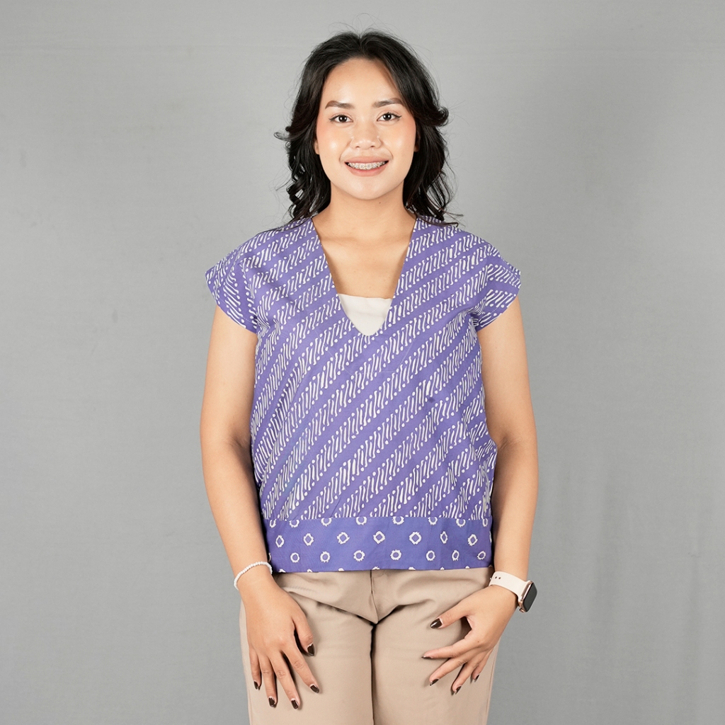 Hamzah Batik - Blus Batik Wanita Tanpa Lengan Crop