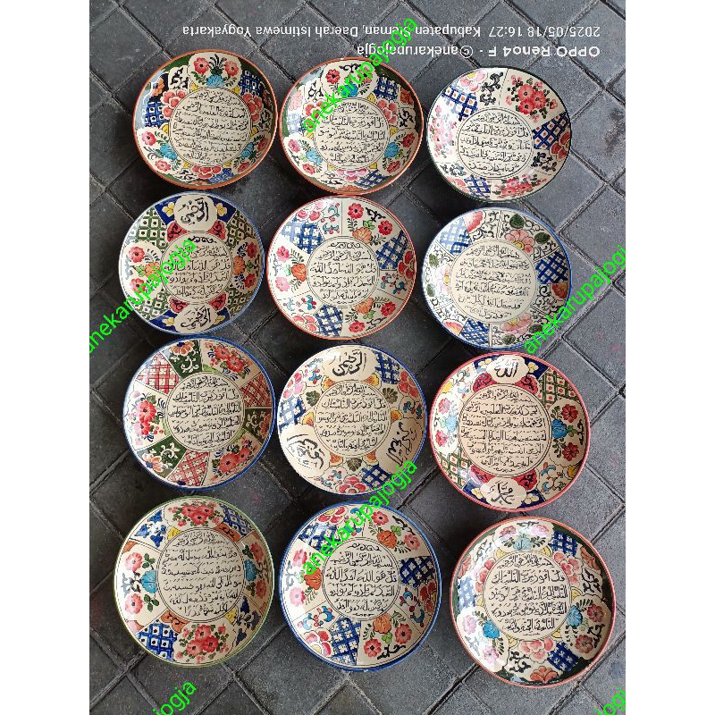 Piring keramik lukis ayat suci kaligrafi diameter 38 cm an sampai 40 cm an untuk dekorasi hiasan din