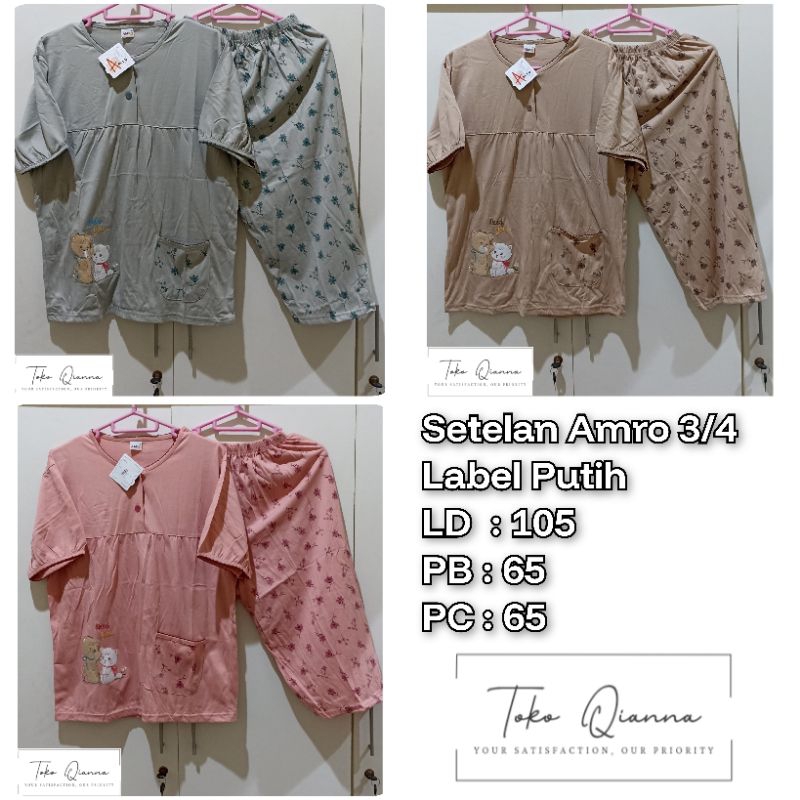 Termurah Baby Doll Amro 3/4 Label Putih