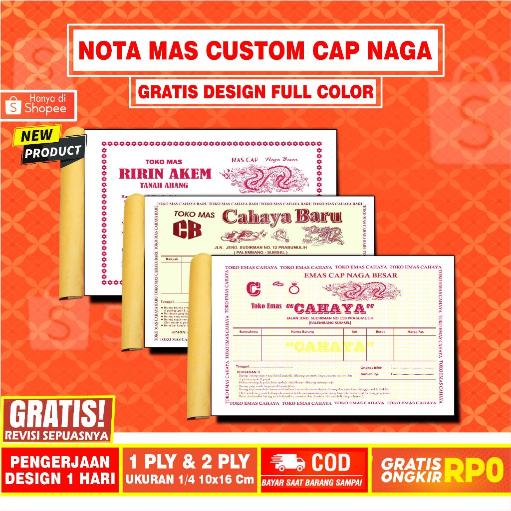 

cetak nota mas cap naga custom nama toko sendiri gratis design 1 ply dan 2ply