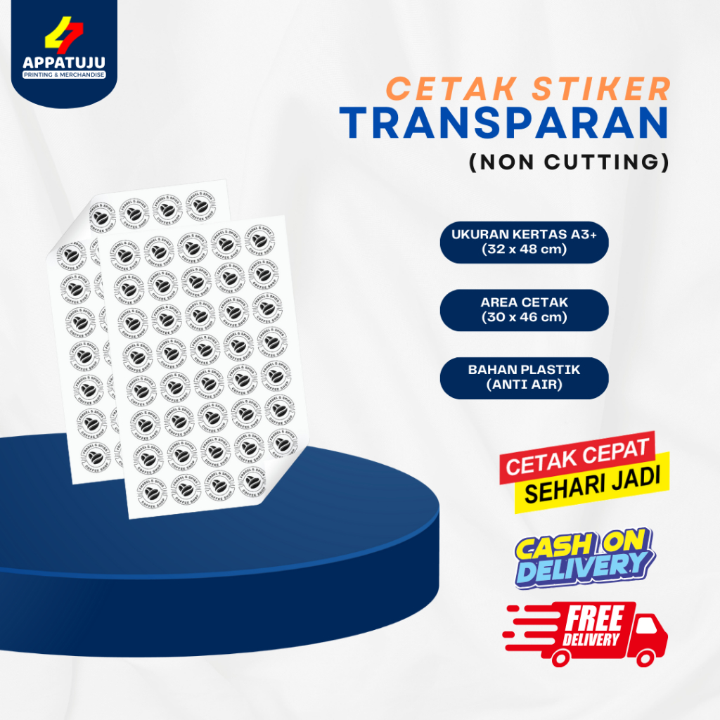 

[CETAK - TANPA CUTTING] Stiker Label Kemasan Transparan A3+