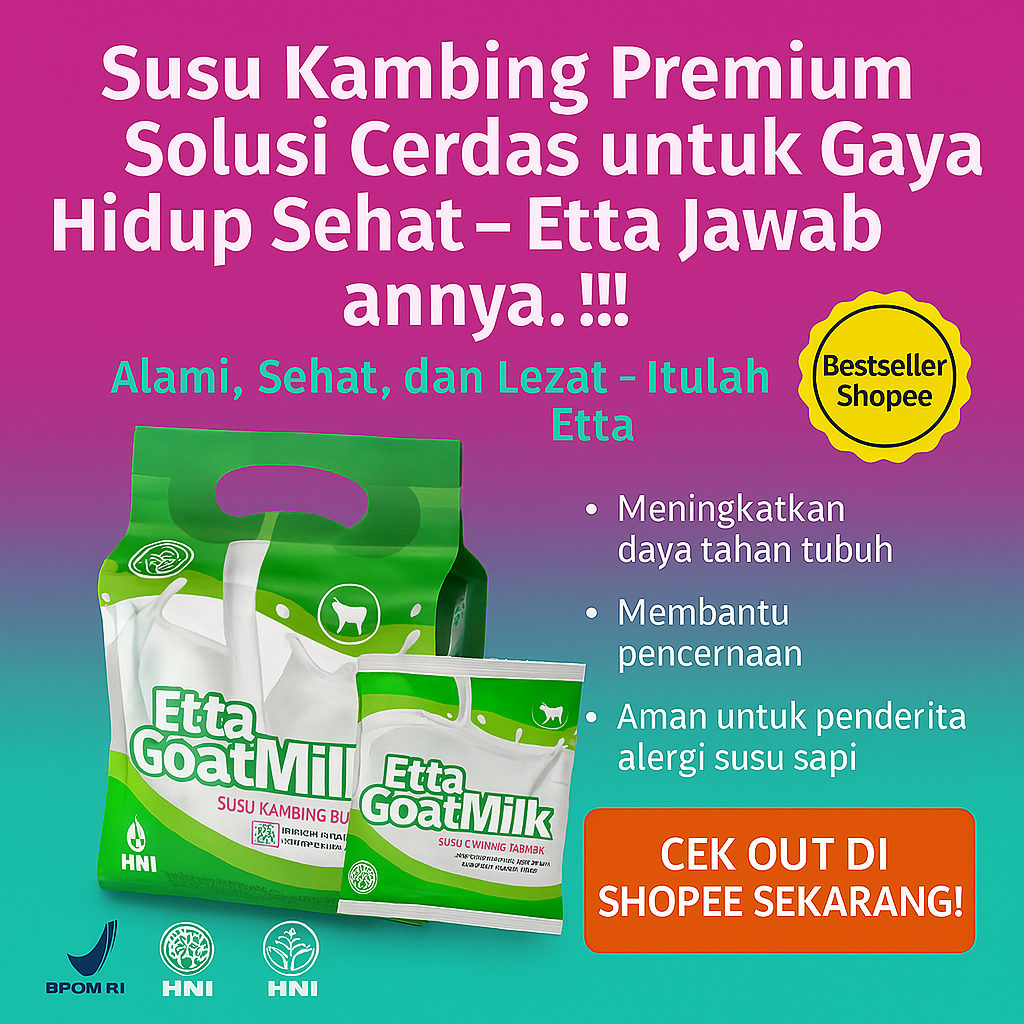 

Etta Goat Milk Susu Kambing Etawa Bubuk Asli Original HNI Hpai 250 Gram