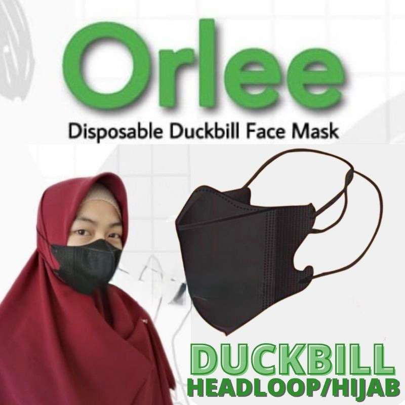 [ ISI 10 ] MASKER DUCKBILL HIJAB / HEADLOOP ORLEE EMBOSH