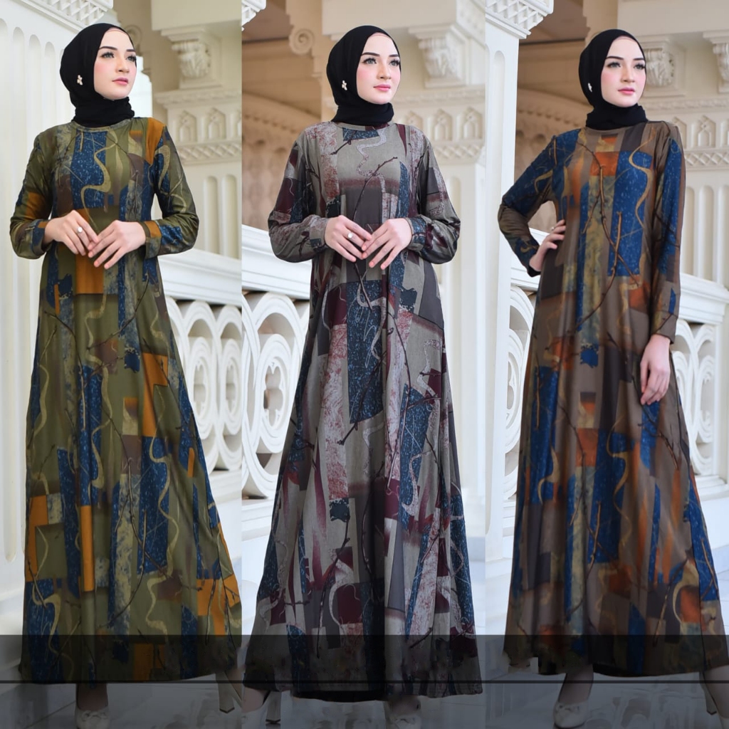 Gamis Batik Wanita Terbaru Modern Calvin Jeans XXL -XXXL Dress Jumbo Batik