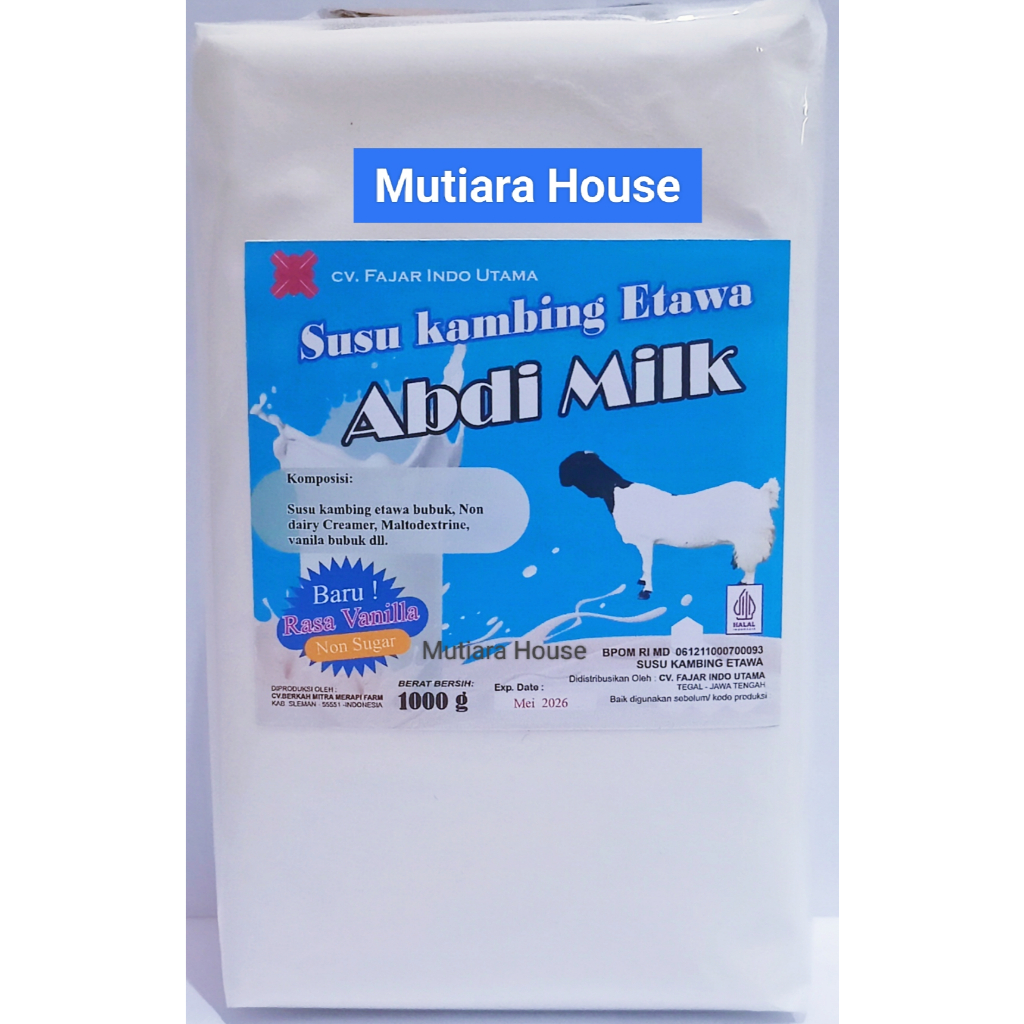 

Susu Kambing Bubuk Etawa Rasa Vanilla Non Sugar Isi 1 kg