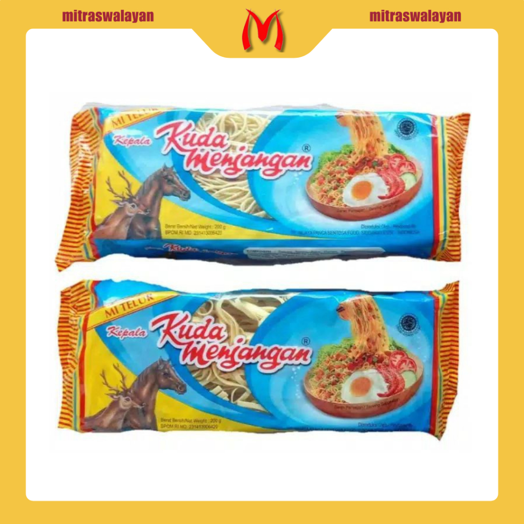

Mie Telur Cap Kuda Menjangan 200gr Kecil & Lebar | Kemasan PCS