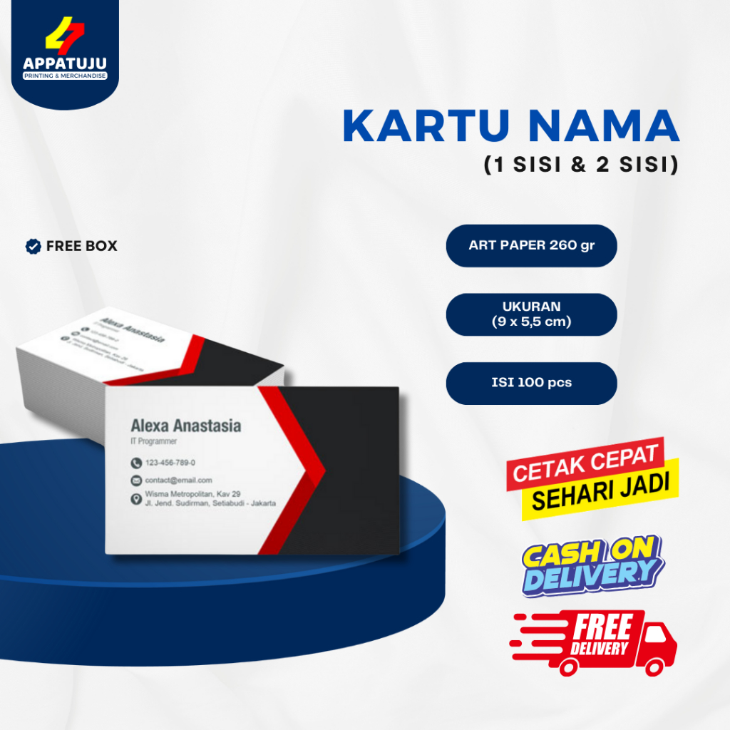 

Kartu Nama Custom - Kartu Nama UMKM - Kartu Nama CALEG - Thank You Card - Bahan Art Paper 260gr 1 sisi dan 2 sisi