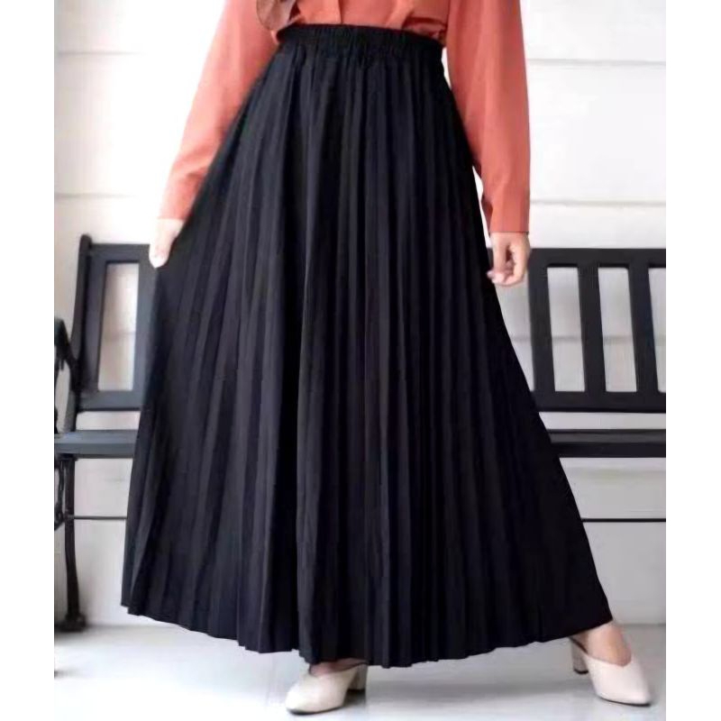 Rok Plisket Hyget Premium ~ Rok Plisket Wanita Muslimah ~ Rok Plisket Hyget Kekinian