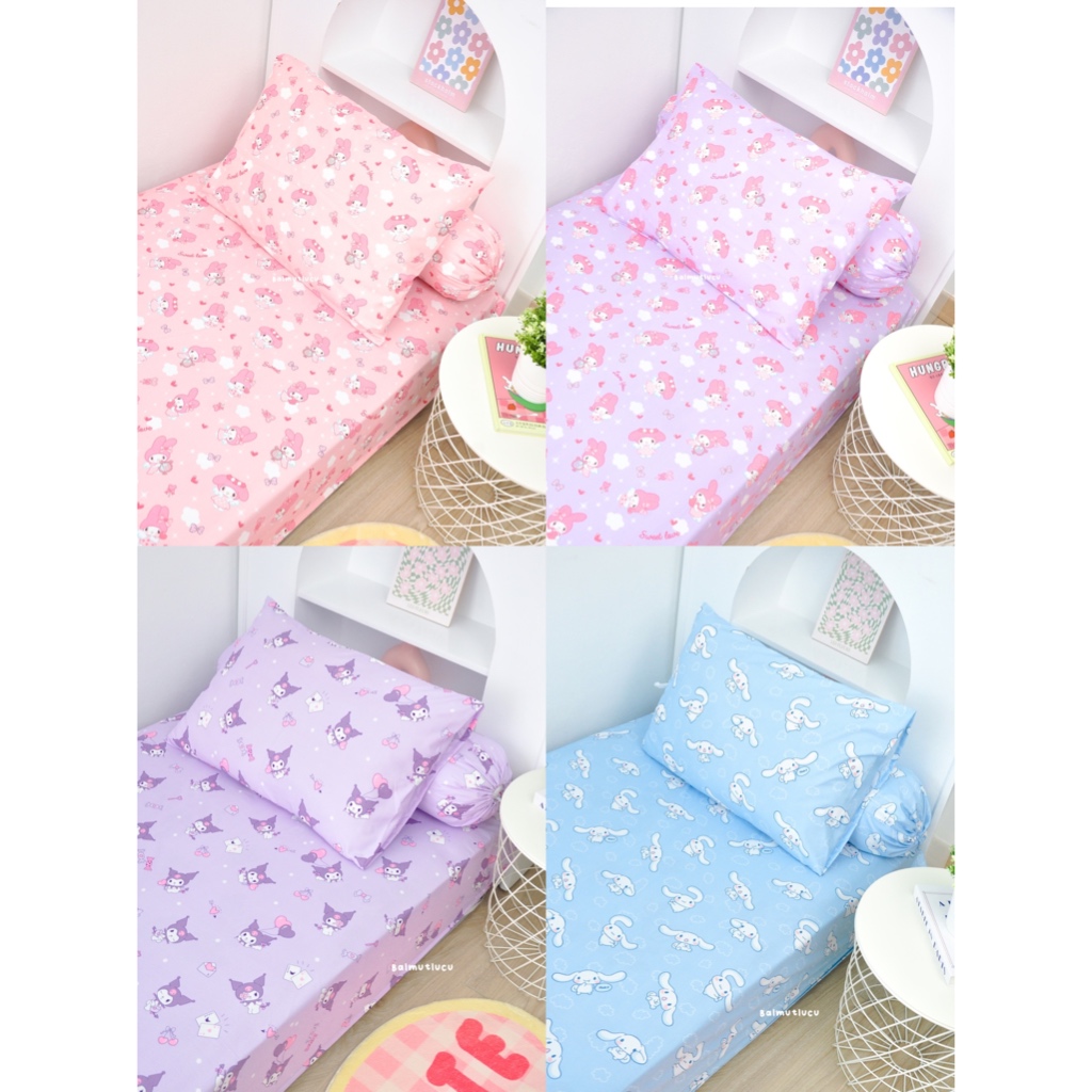 RB Sprei Set 100x200 120x200 160x200 180x200 Motif Karakter Cinnamoroll Kuromi My Melody Ukuran