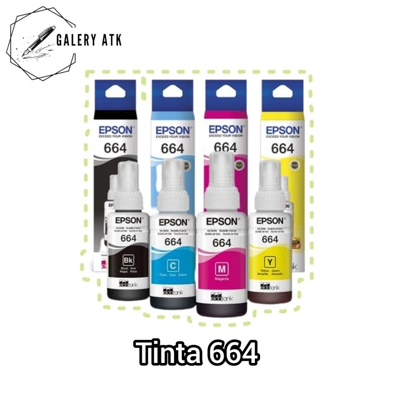 TINTA PRINTER EPSON 664 ORIGINAL FOR L-100 L-110 L-120 L-360 TERSEDIA 4 WARNA
