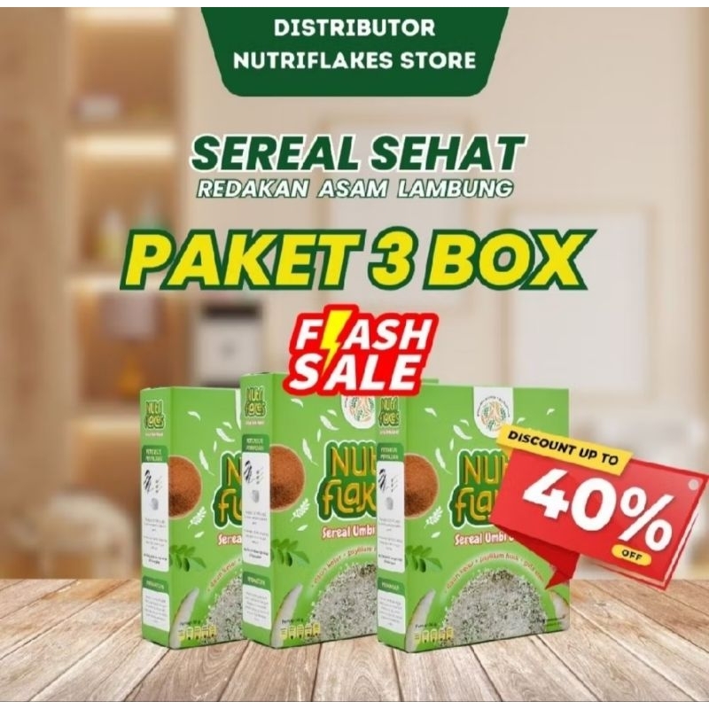 

NUTRIFLAKES 3 BOX SEREAL UMBI GARUT mengobati asam lambung