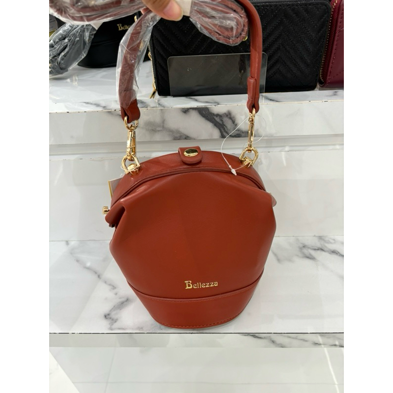 bellezza bag (new ori, warna terracotta & hitam size 16.5x15.5x15cm)
