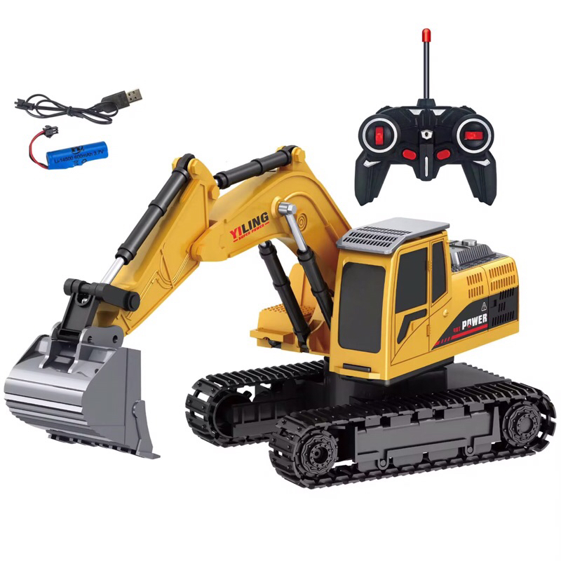 Mainan truck excavator beko kepala besi + remote kontrol
