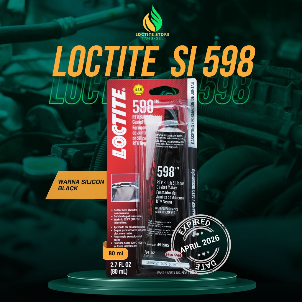 LEM SILIKON GASKET RTV HITAM TAHAN PANAS UNTUK KARTER PAKING DAN KNALPOT LOCTITE SI 598 80ML