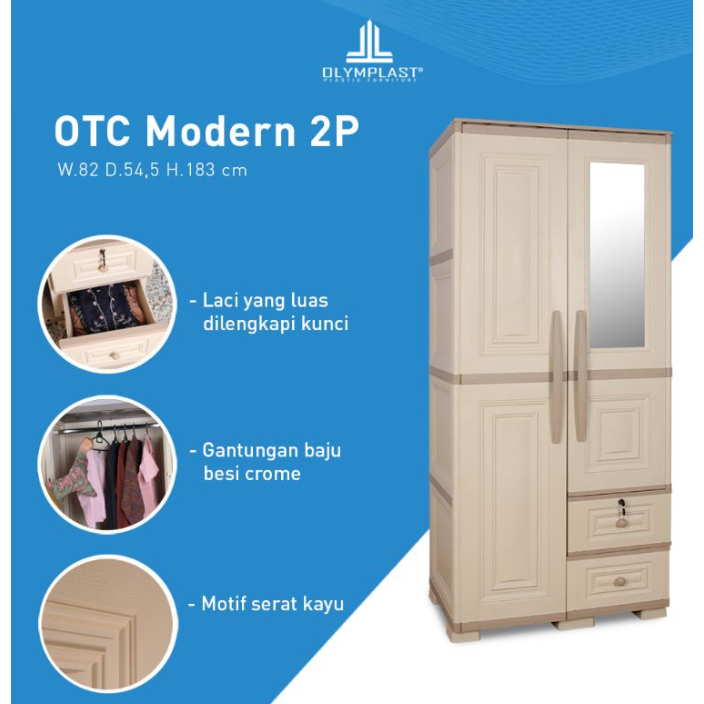 OTC 2P MODERN / OTC 3P MODERN - LEMARI PAKAIAN PLASTIK + CERMIN + LACI