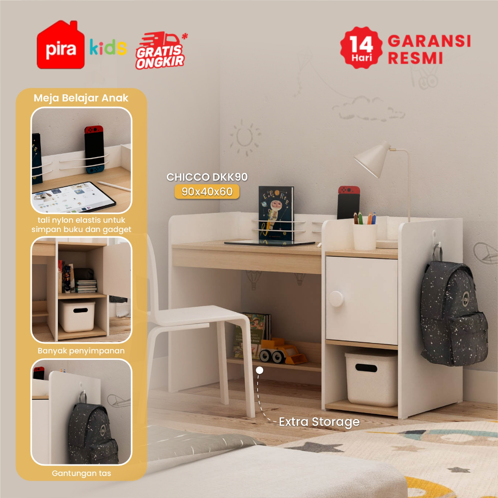 PIRA KIDS -  CHICCO DKK90 Meja Belajar Anak dengan Rak Buku