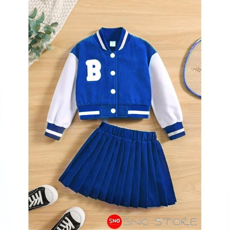 JAKET VARSITY BASEBALL CROP TOP ANAK COWOK CEWEK INISIAL A B C (bisa custom inisial) "JAKET SAJA TAN