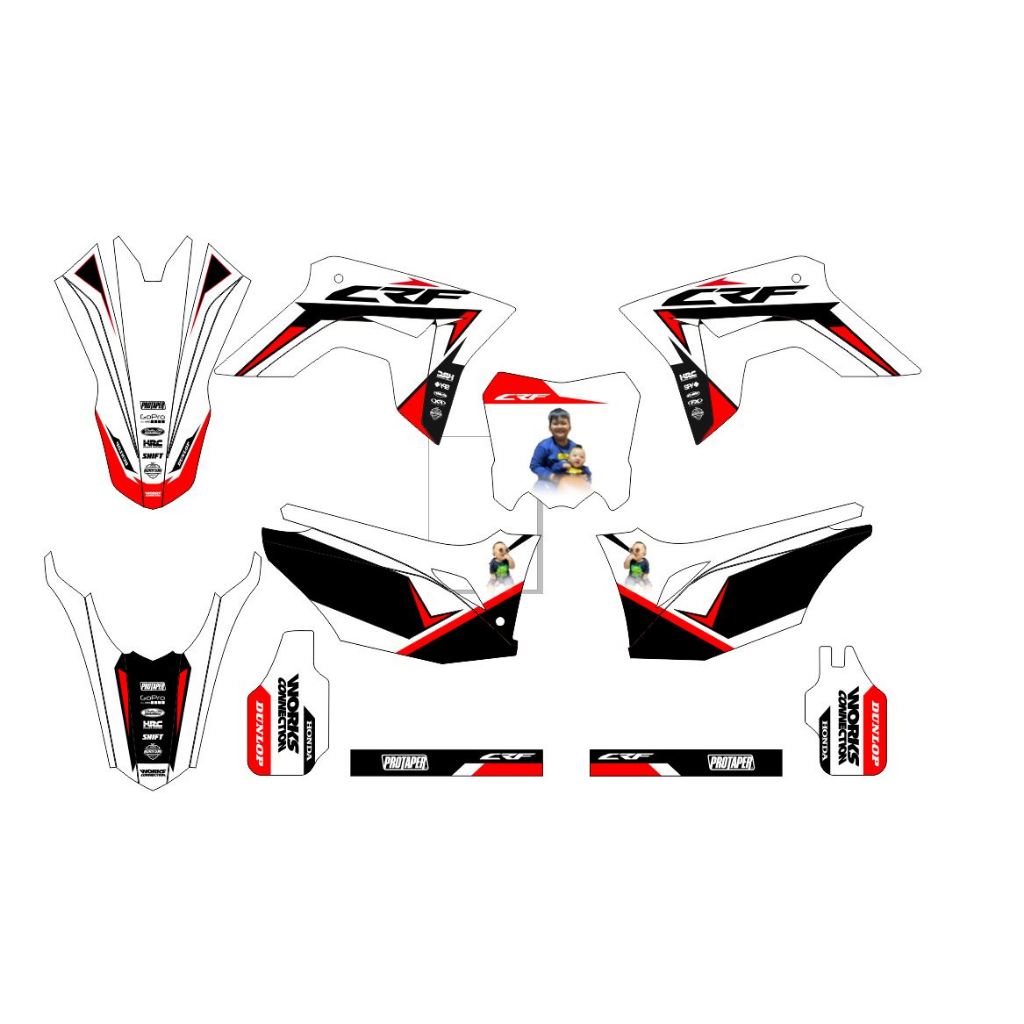 DECAL CRF 150 L 2025 STICKER DECAL CRF150 MOTIF ORI PUTIH LIST ORANGE I2-1226 I2-680