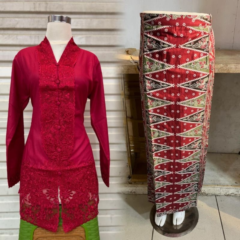 KEBAYA ENCIM BROKAT SENADA ELEGAN- SET ATASAN & BAWAHAN SERASI