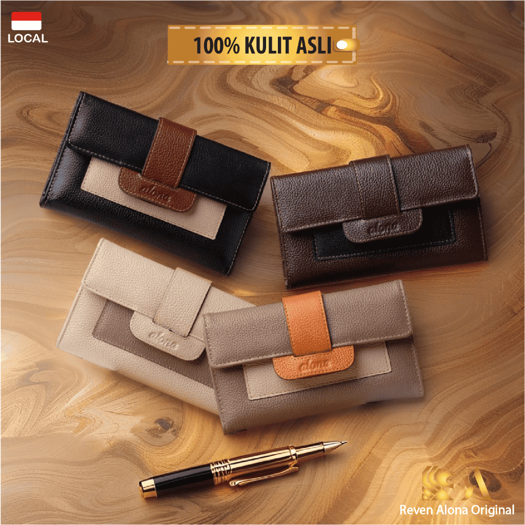 Dompet Wanita Kulit Asli Wallet Women Dompet Tanpa Tali Dompet Real Pic Dompet Lipat Kecil Lucu Alon