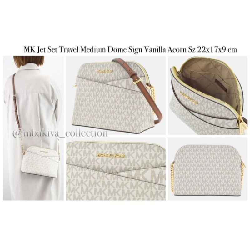 MK Jet Set Travel Medium Dome Sign Vanilla Acorn