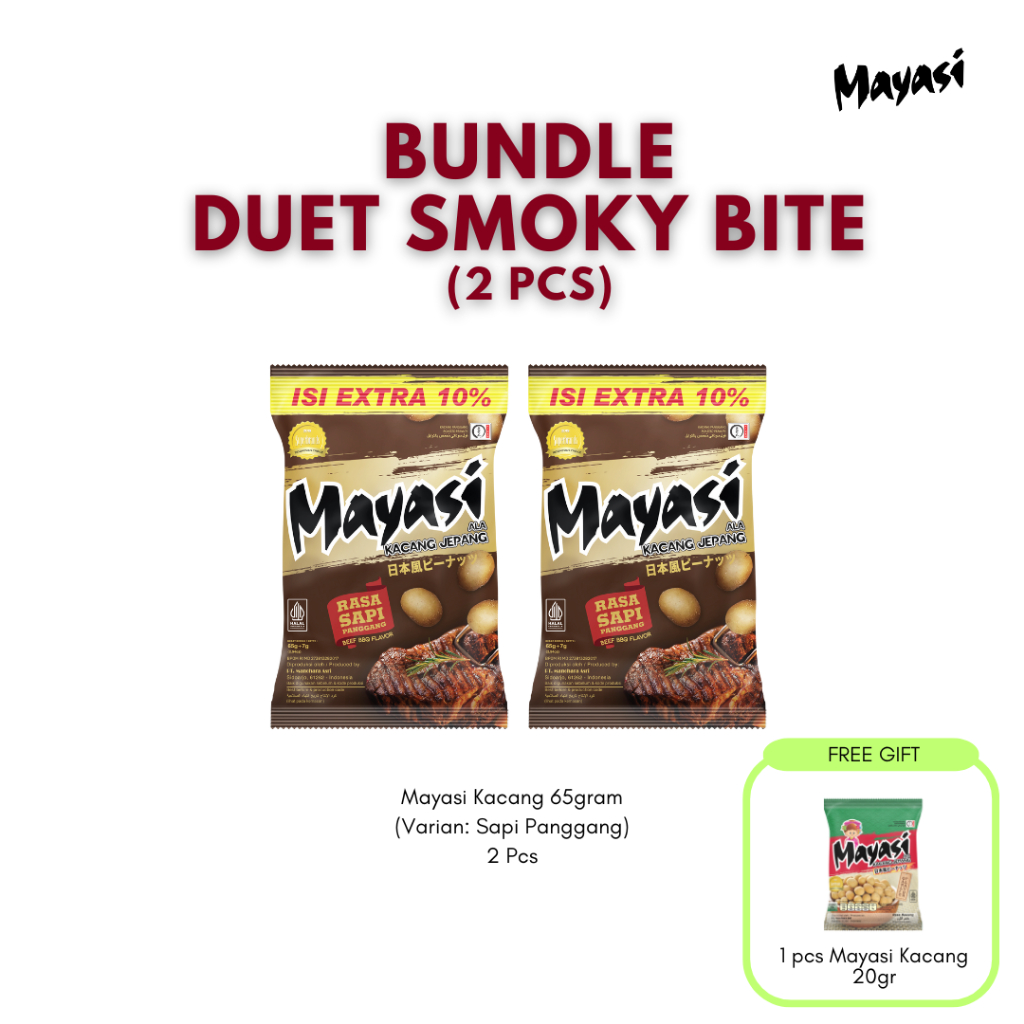 

BUNDLE DUET SMOKY BITE Mayasi Kacang 65 gr + 10% (2 pcs) & FREE Mayasi Kacang 20gr (1 pcs) [BUY 2 GET 1 FREE]