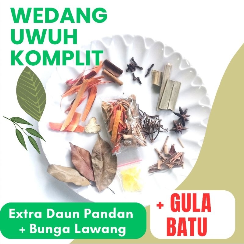

WEDANG UWUH KOMPLIT GULA BATU - Extra Pandan Bunga Lawang rempah secang kapulaga kayu manis jahe sereh cengkeh daun kayu manis daun cengkeh daun pala gagang cengkeh