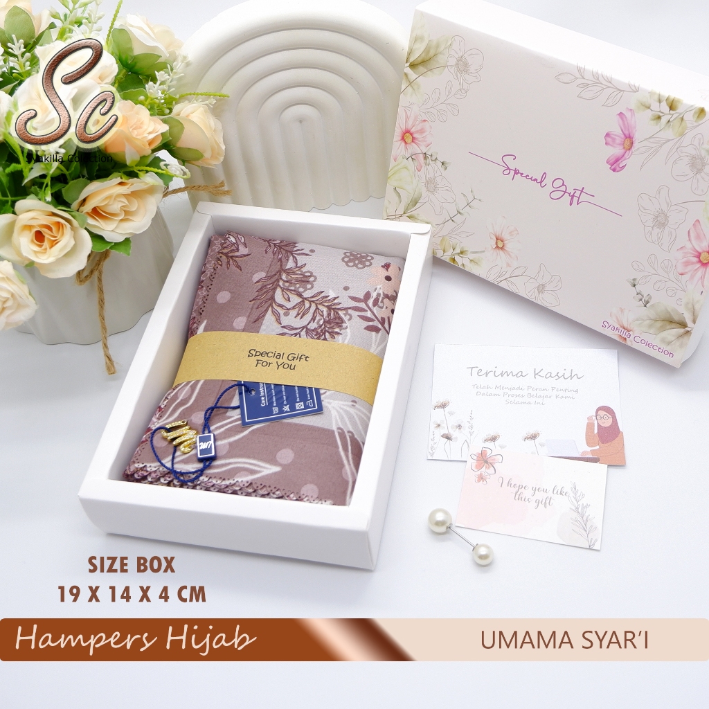 Hampers Hijab Umama Syar'i Motif 130X130CM | Kado ulang tahun , Guru,wedding,wisuda,hadiah lebaran