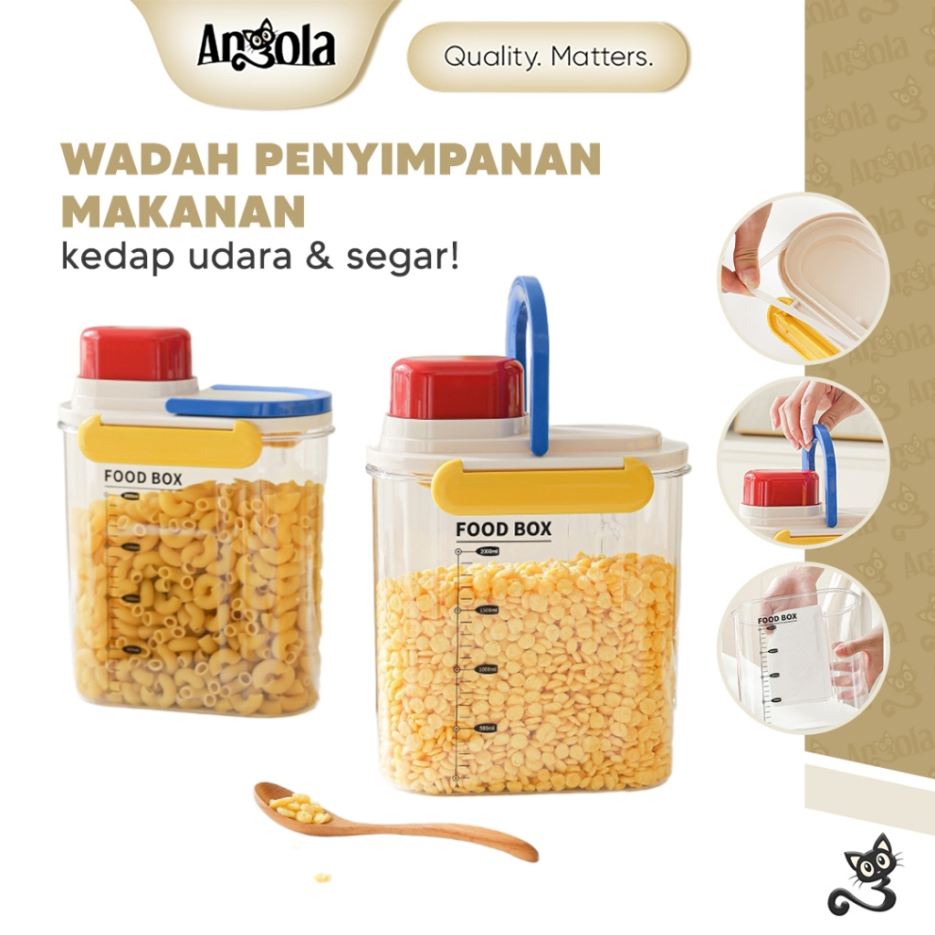 ANGOLA Tempat Penyimpanan Makanan Sereal / Beras / Biji-Bijian E72 Food Box Kedap Udara / Wadah Penyimpanan Serbaguna