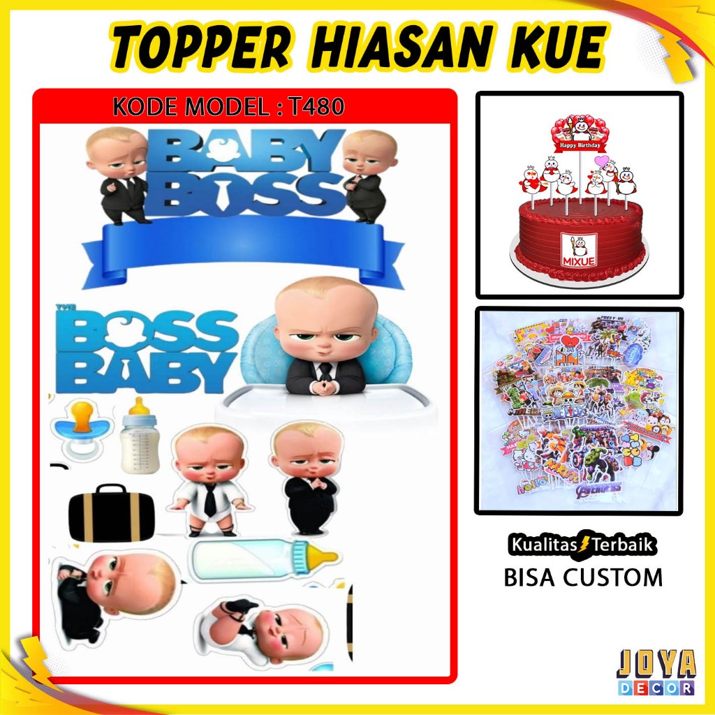 TOPPER KUE KARAKTER BOSS BABY , TOPPER CAKE BOSS BABY , TOPER HAPPY BIRTHDAY , HIASAN KUE KARAKTER T