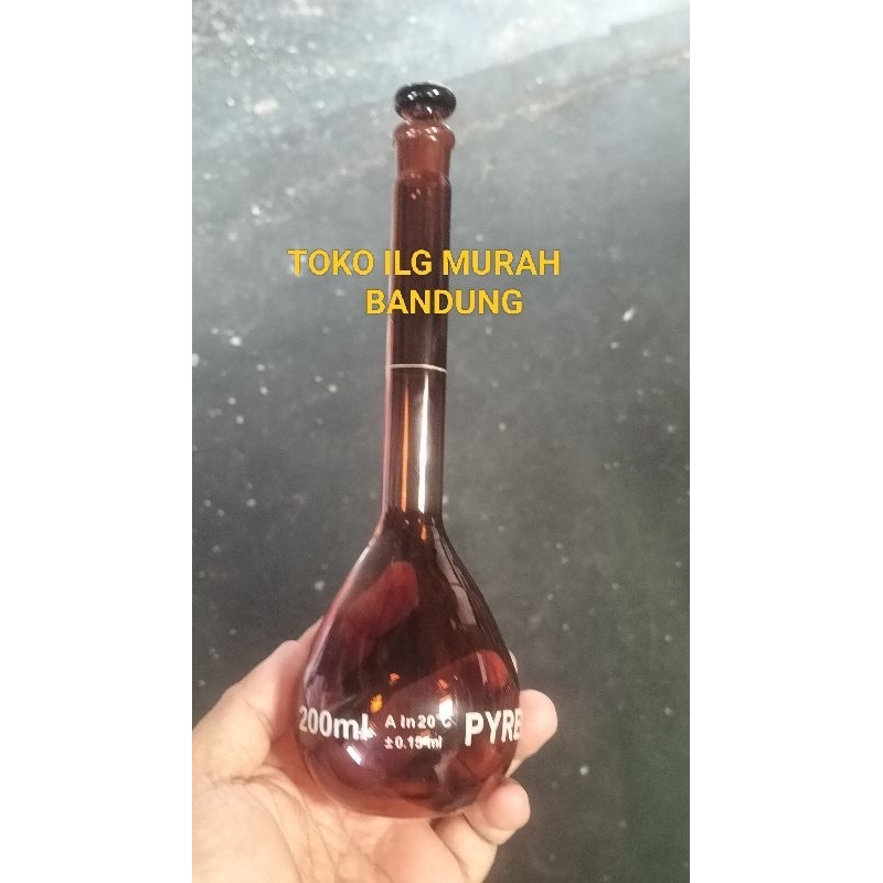 labu ukur 200ml full amber/full coklat pyrex