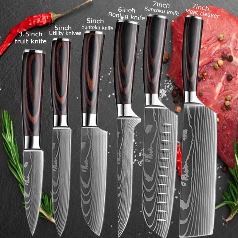 PIsau Dapur Damascus Stainless Steel Baja Pisau Daging Damaskus Baja Tahan Karat
