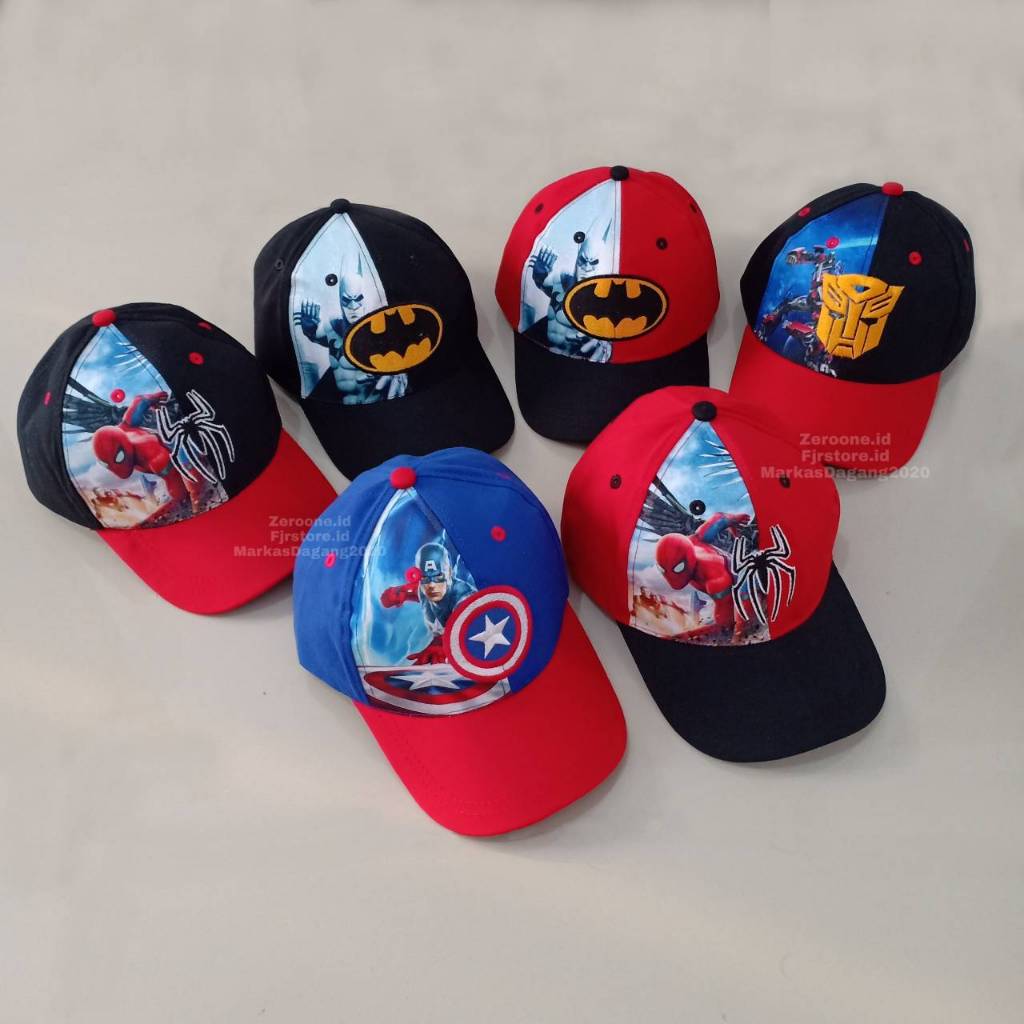 Topi Anak Karakter Superhero Spiderman Superman Laki Laki Original Import 1,5-10 Thn