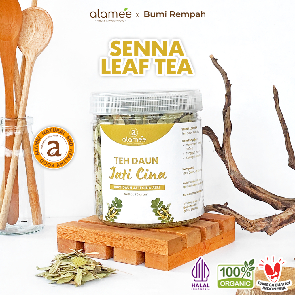

ALAMEE Teh Daun Jati Cina Senna Leaf Tea Teh Herbal Alami Organik Organic Siap Seduh Minum 70gr