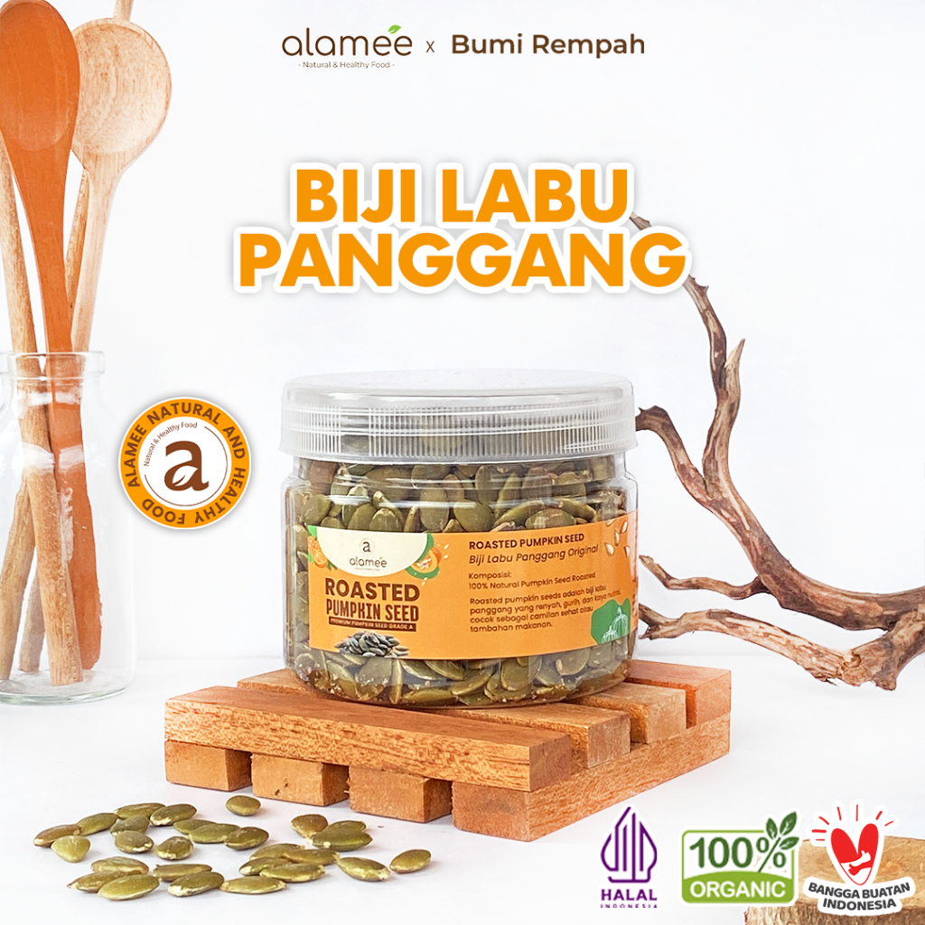 

ALAMEE Roasted Pumpkin Seed Biji Labu Pepita Kupas Panggang Matang Siap Makan Natural 150gr