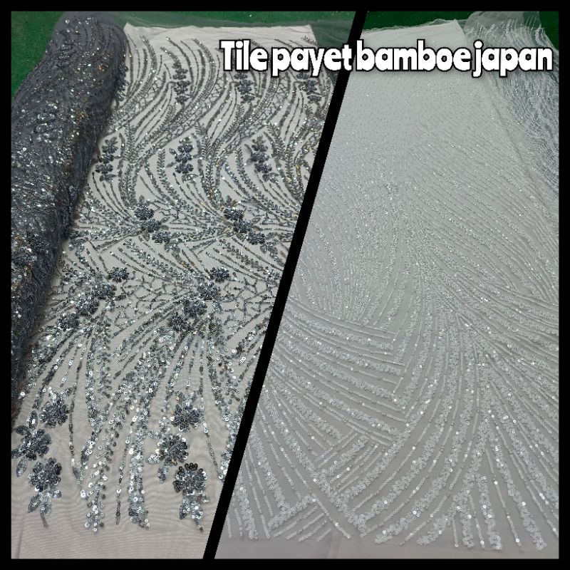 Tile payet//kain payet full batu sequen motif sesuai etalase//kain tile payet sequin payet penuh