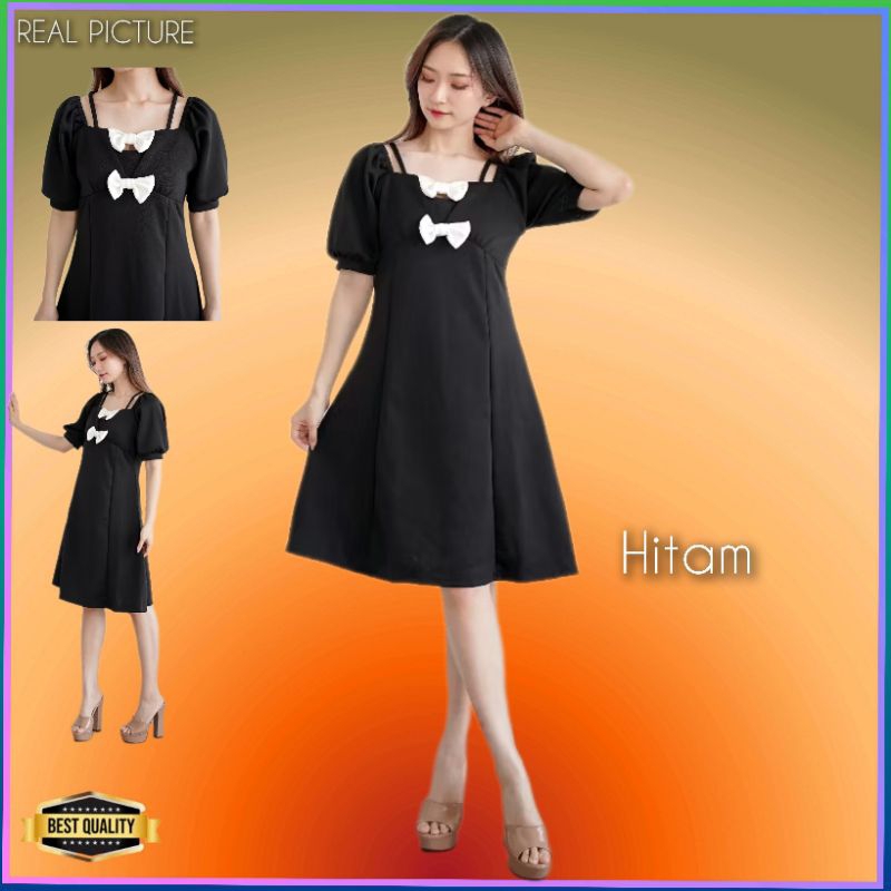 Dress Pesta Wanita Liuxiu Gaun Korea Kondangan Elegan Kekinian Hitam