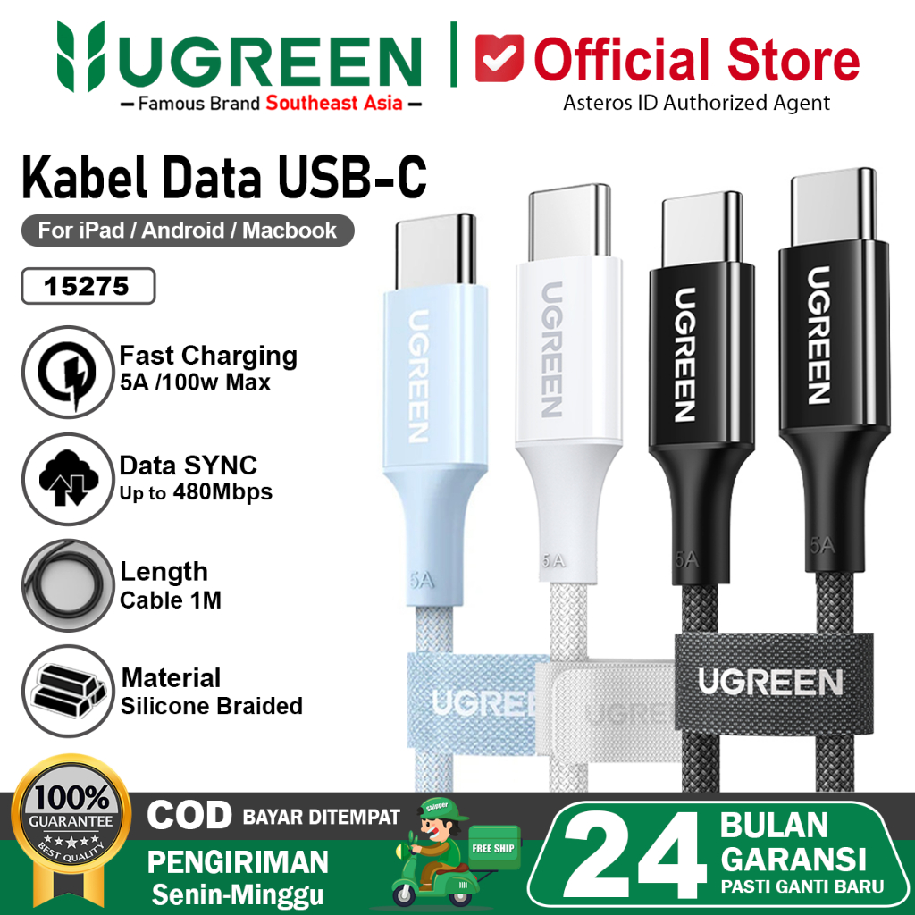 UGREEN Kabel PD Type C to Type C Silicone Fast Charging Max 100w 5A