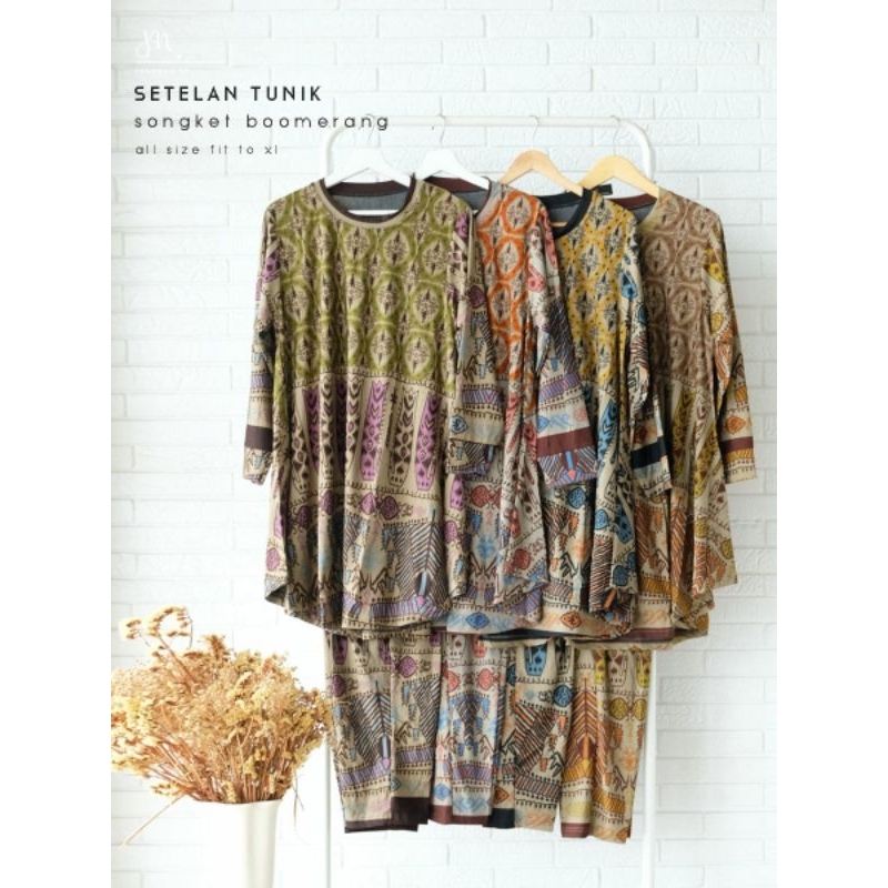 Setelan Celana Tunik Motif Etnik Denim Calvin Jeans