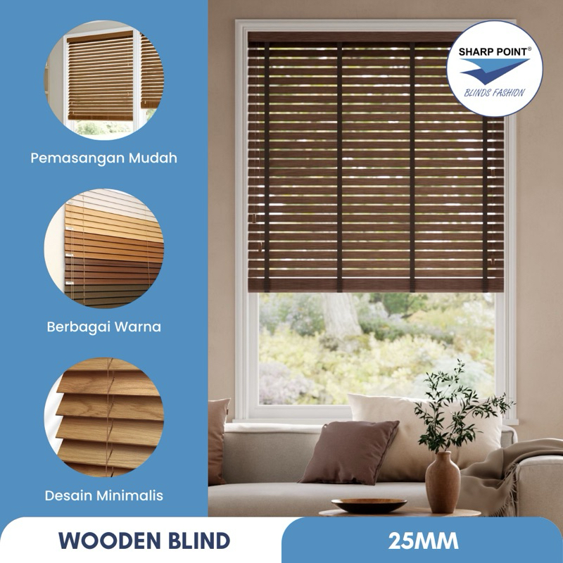 WOODEN BLINDS - Tirai Kayu / Krei Kayu / Horizontal Blinds - Sharp Point